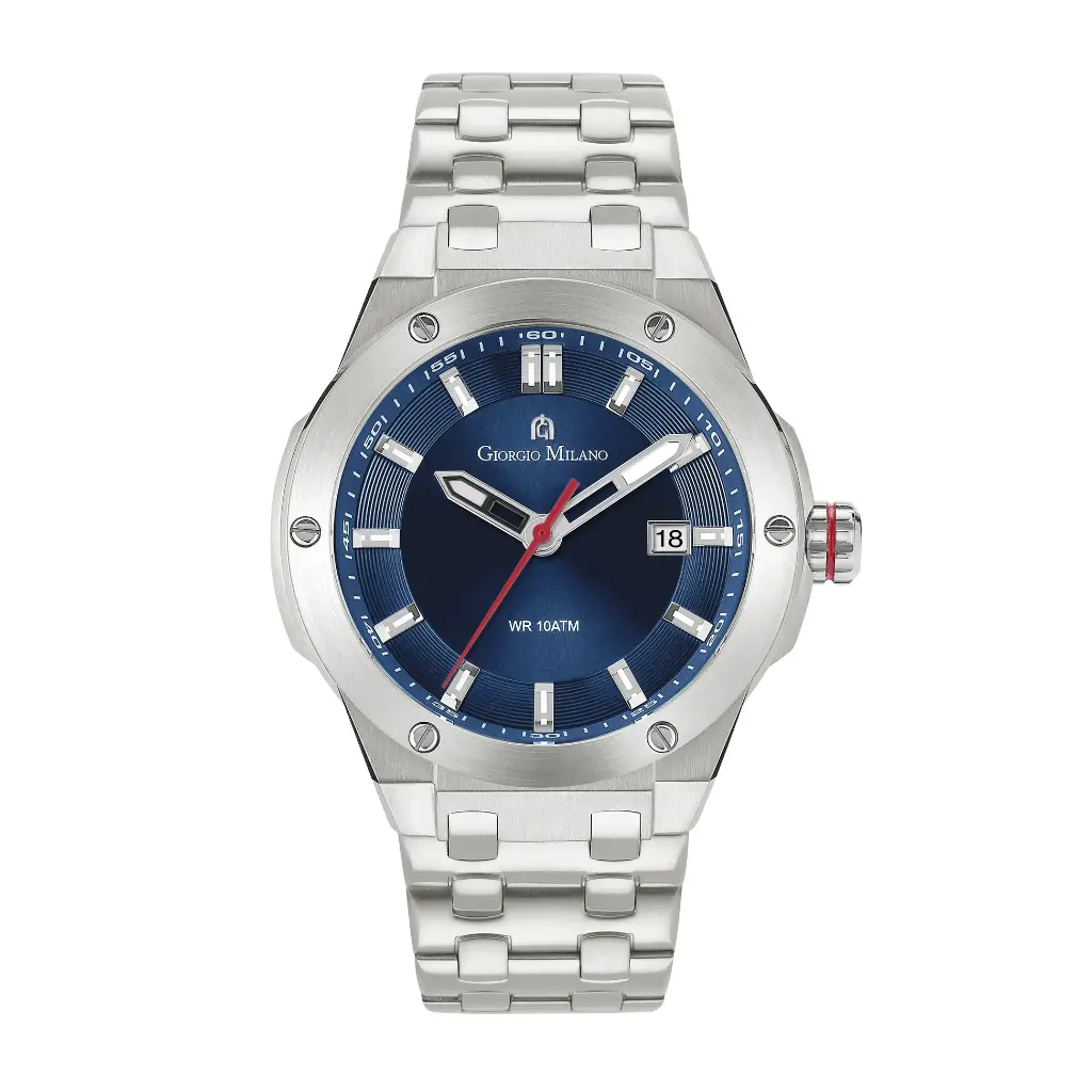 Giorgio Milano round stainless steel ,Blue dial and date movt LUCIS 249ST04