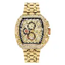 Giorgio Milano Chronograph IP gold stainless steel stones bezel pave stone dial with black rubber strap MAESTRO 245SG03M