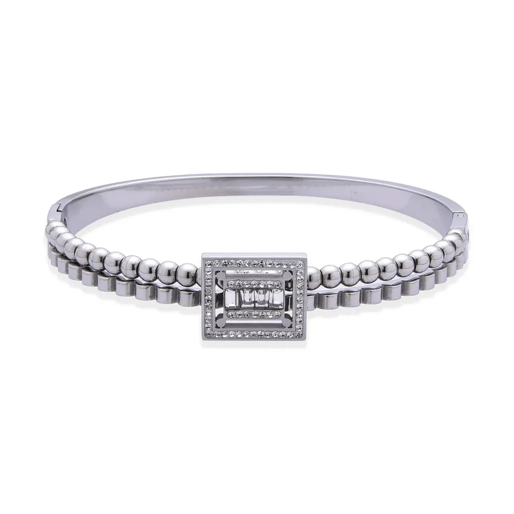 GIORGIO MILANO WOMEN BEADED BANGLE BRACELET WITH CUBIC ZIRCONIA CENTERPIECE W4130ST