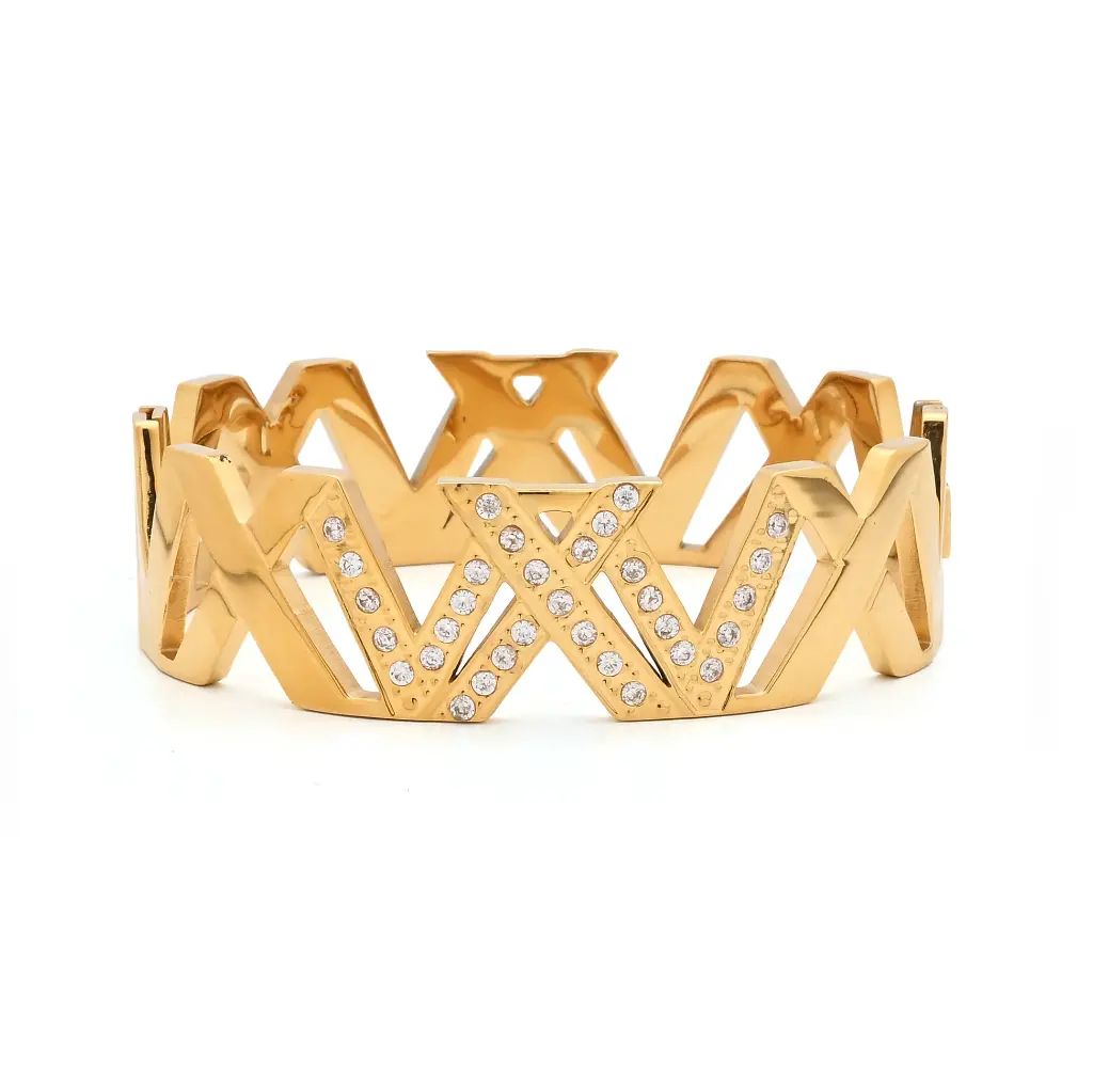 GIORGIO MILANO WOMEN STAINLESS STEEL X-SHAPED BANGLE GOLD W4159SG 