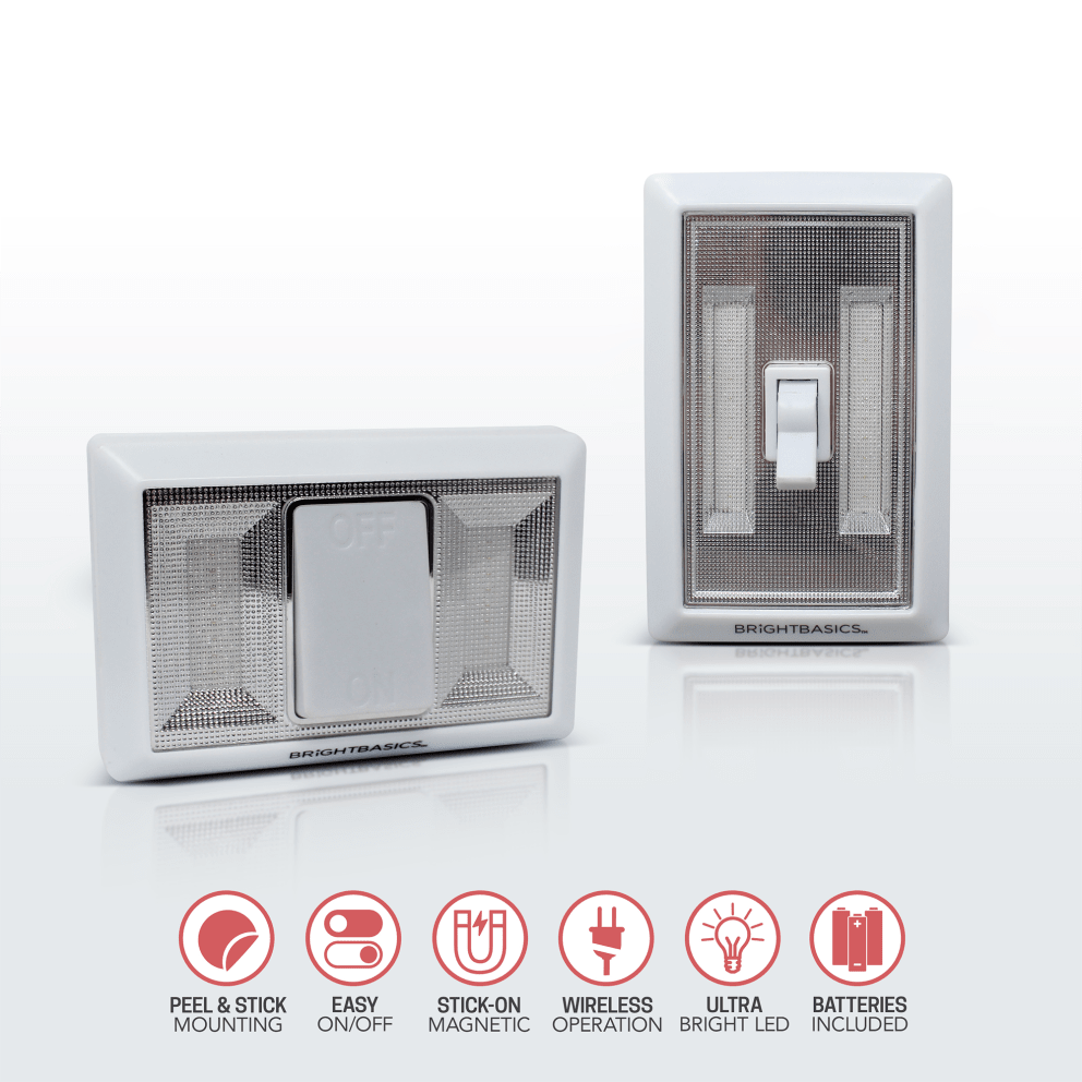 Bright Basics Wireless Dual LED Light Switch 2PACK