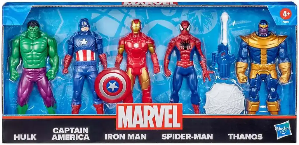 Marvel Avengers 5-Pack Action Figure Set, 6-inch Figures, Includes Iron Man, Spider-Man, Captain America, Hulk, Thanos
