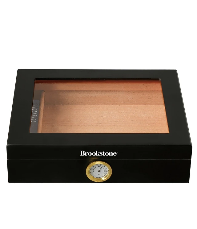 BROOKSTONE WOODEN CIGAR HUMIDOR