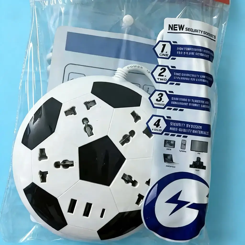 HQ 4WAY Football Design USB Power Strip Extention Socket Outlet HY-5015U