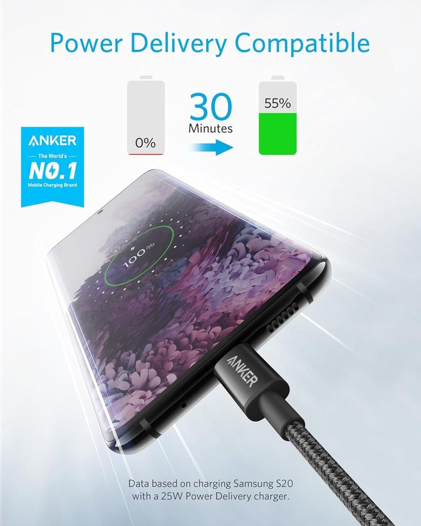 Anker USB C to USB C 60W Fast Charging Cable 6FT