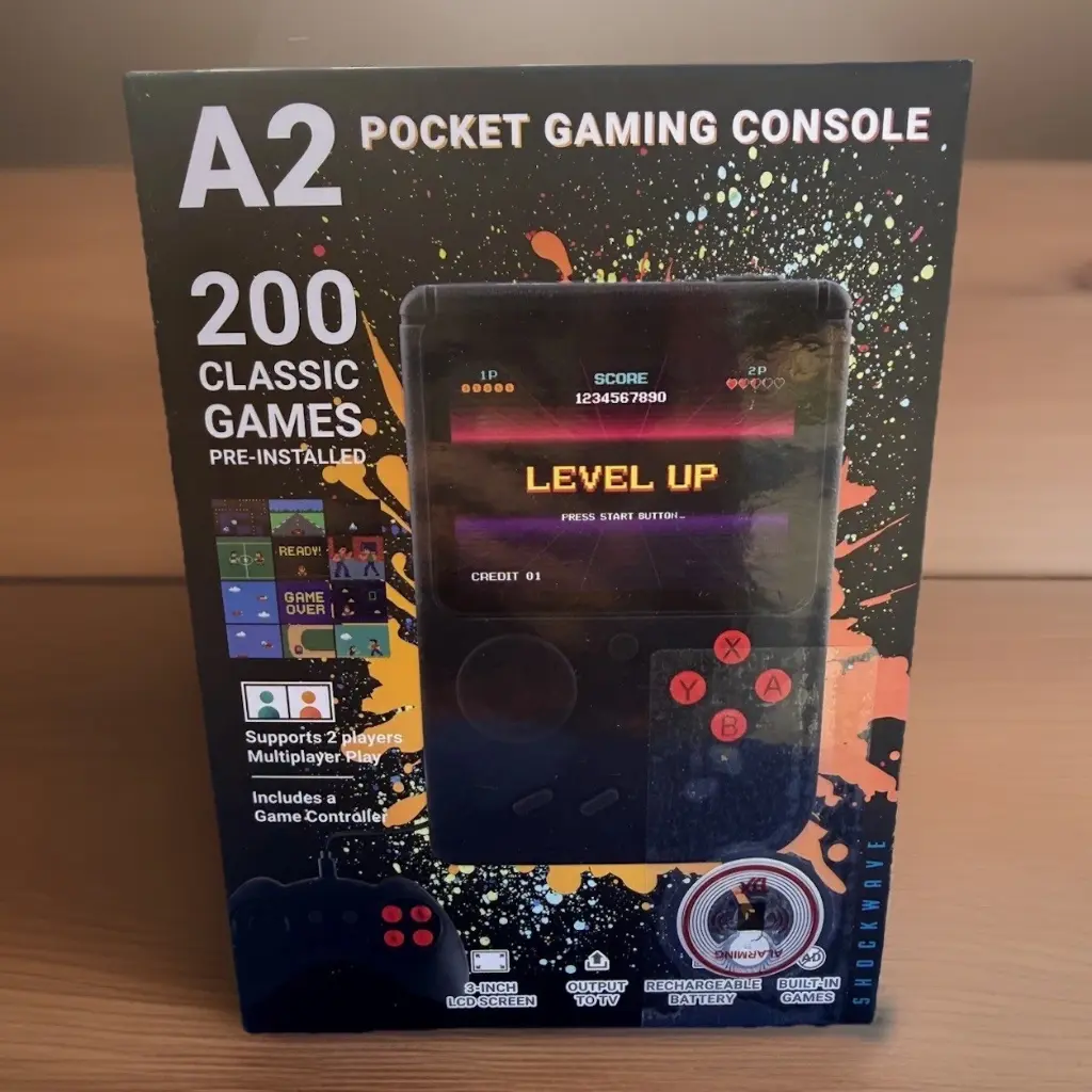 Shockwave A2 pocket gaming console with 200 classic games