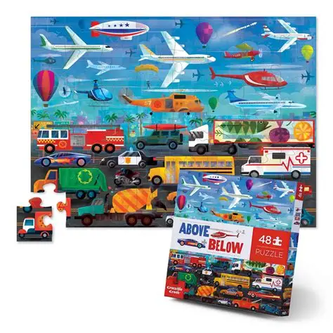 Crocodile Creek Above + Below 48-Piece Jigsaw Floor Puzzle - Fun Floor Puzzles for Kids Ages 4-8 - Things that Go