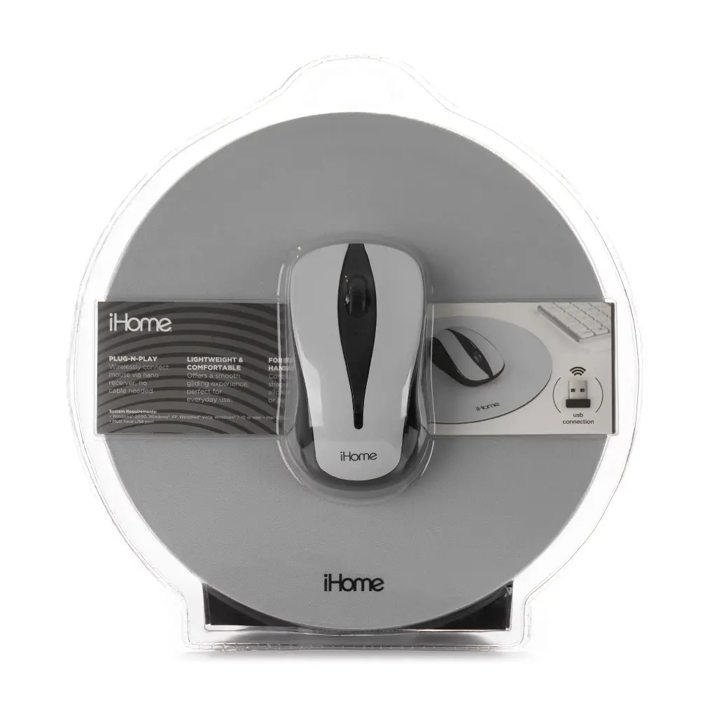 iHOME WIRELESS MOUSE WITH PAD GRAY