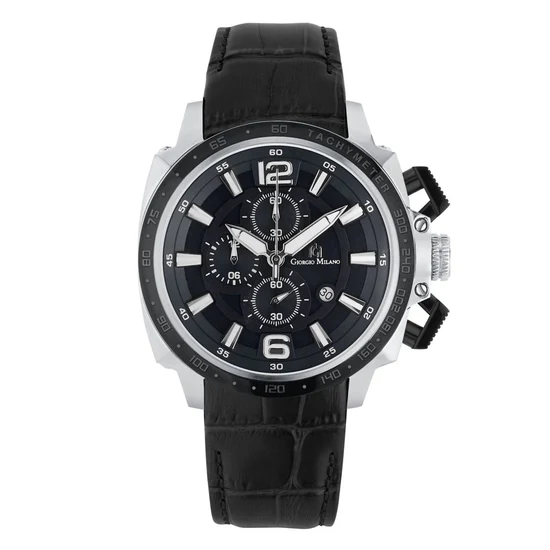 Giorgio Milano BLACK chrono with date BLACK leather strap 234STBK032 NERO 
