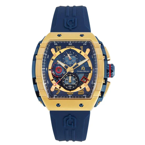 Giorgio Milano Gold and Blue Chrono with date BLUE rubber strap 233SGBL421 MAESTRO