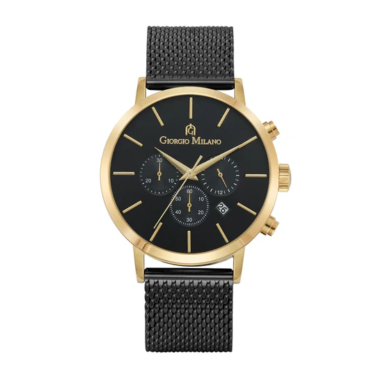 Giorgio Milano round Gold case with Black dial Black Mesh band 216SGBK3 NOE 