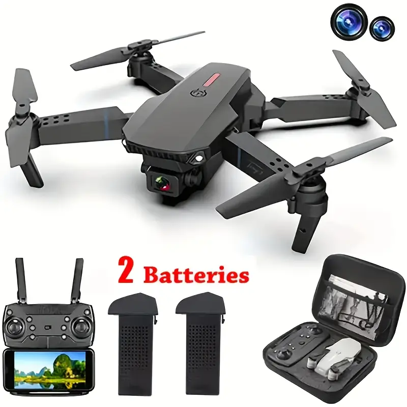 E88 Drone Equipped with Dual High-definition Cameras, 1080P, Obstacle Avoidance Function, Application Control, One Click Return, Suitable for Beginners -