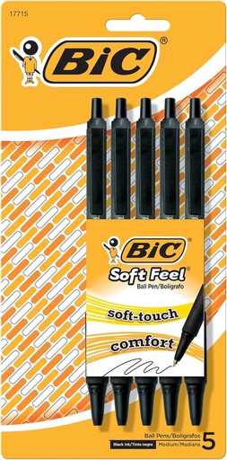 BIC Soft Feel Retractable Ballpoint Pens with Soft Touch Comfort Grip, Medium Point, 28 ct. - Assorted Colors