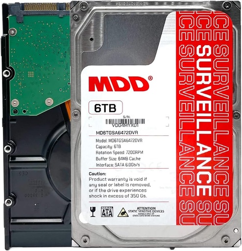 MDD (MDD6TSATA6472DVR) 6TB 7200RPM 64MB Cache SATA 6.0Gb/s 3.5-inch Internal Surveillance Hard Drive - 3 Years Warranty (Renewed)