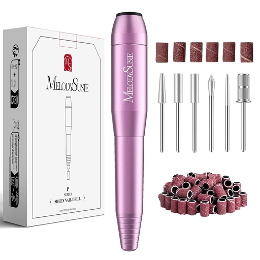 MelodySusie Electric USB Nail Drill Machine,PC120I Portable Electric Nail File Efile Set for Acrylic Gel Nails, Manicure Pedicure Tool with Nail Drill Bits Sanding Bands (Purple) 