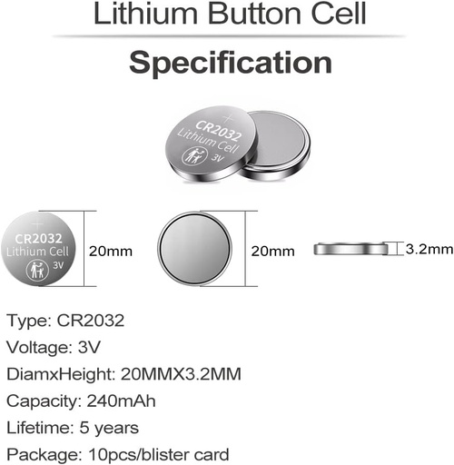 PGSONIC LITHIUM CR2032 3V BATTERIES