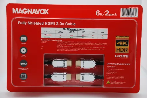 Magnavox Fully Shielded HDMI 2.0a Cable 6ft/2Pack