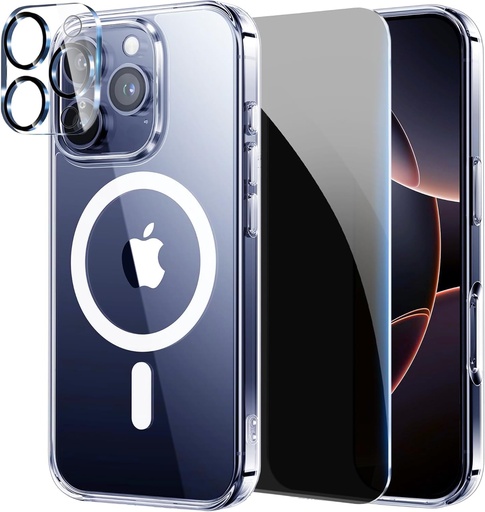 LWLFEKA iPhone 16 Pro Max Case with Privacy Screen Protectors & Full Camera Cover