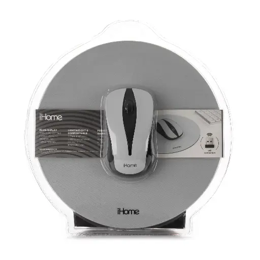 iHOME WIRELESS MOUSE WITH PAD GRAY