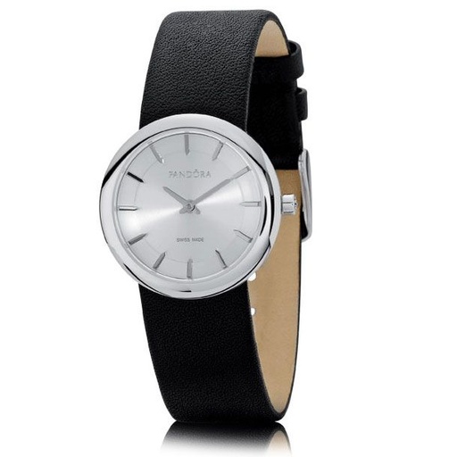 Giorgio Milano Ladies round Stainless case with black leather strap 896ST022