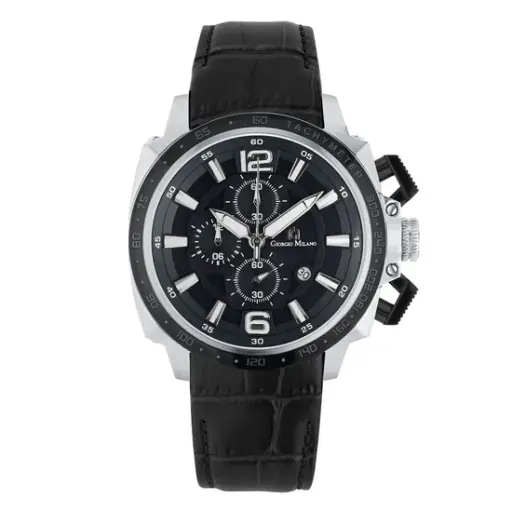 Giorgio Milano BLACK chrono with date BLACK leather strap 234STBK032 NERO 