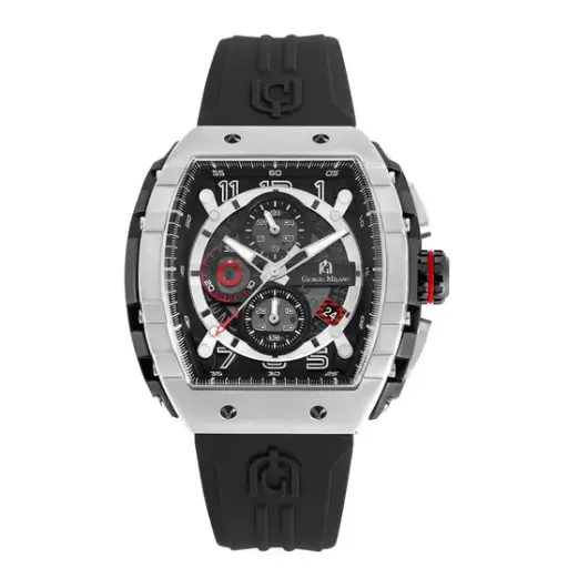 Giorgio Milano Black Chrono with date Black rubber strap 233STBK313 MAESTRO